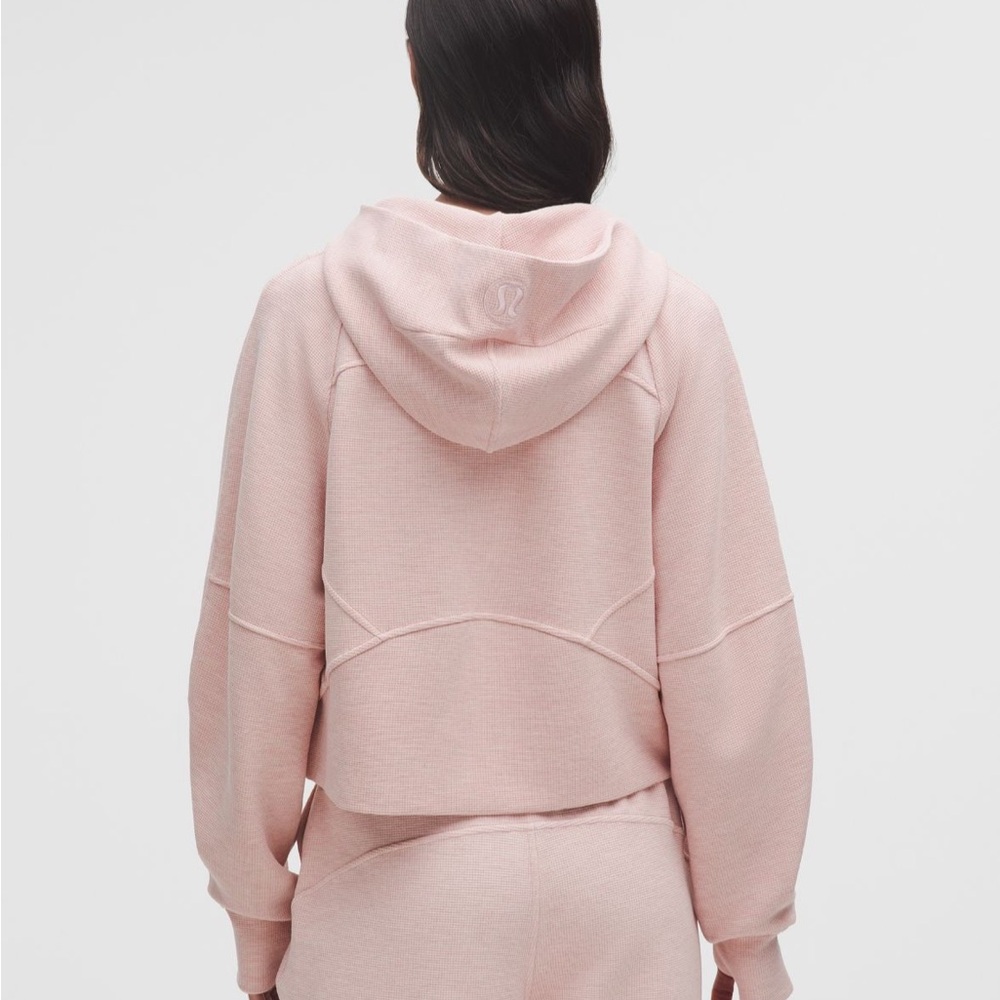 LULULEMON SCUBA OVERSIZED FULL ZIP HOODIE *WAFFLE HEATHERED MINK BERRY M/L NWT - Picture 3 of 12